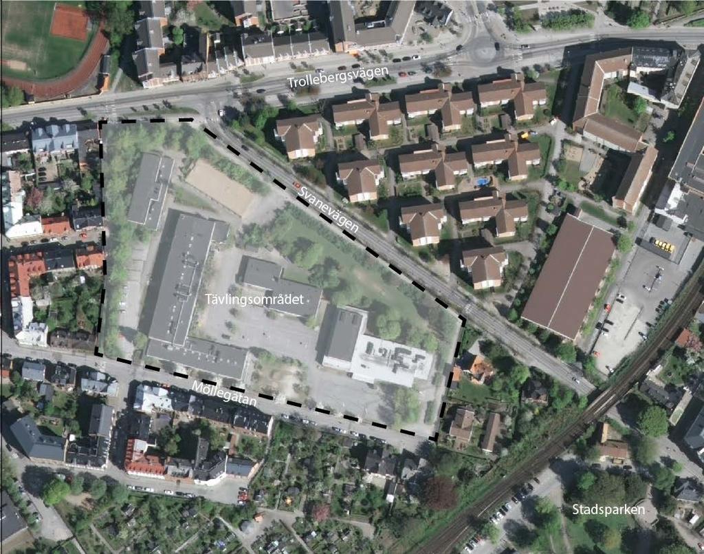 Serviceförvaltningen 13(49) Ortofoto med tävlingsområdet markerat Tävlingsområdet i Lund Lund har en lång historia med en medeltida stadskärna och är en attraktiv bostads-, verksamhetsoch studieort