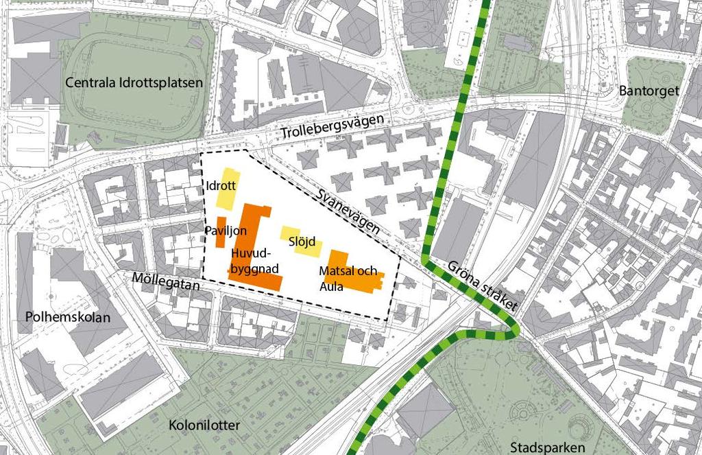 Serviceförvaltningen 32(49) och byggnaderna med dess installationer ska kunna anpassas till ändrade funktionskrav i framtiden. Uppvärmningssystem för fastigheten är fjärrvärme.
