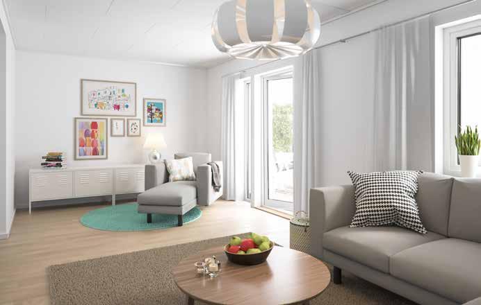 EM RUM OCH KÖK 117 KVADRATMETER Prisintervall Månadsavgift Uteplats 2 095 000 kr 2 495 000 kr 4 973 kr Altan med grästäppa ETT HUS ÖR ALLA