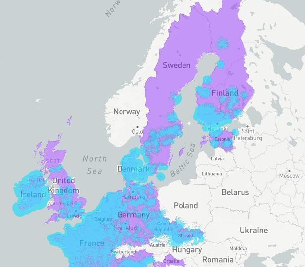 Figur 1 Sixfox täckning som LPWAN operatör 8. 2.4.5.