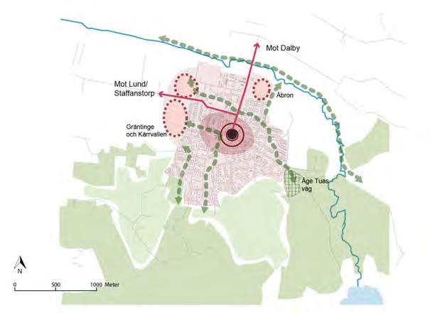 För att ge orten utrymme att växa föreslås också områden för nyexpolatering. I nordväst föreslås en utbyggnad, Åbron, men exploateringen måste avvägas mot kommunens översvämningskartering.