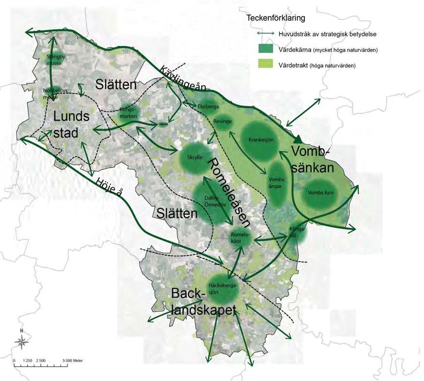 Grön infrastruktur i landskapet sättningarna för den biologiska mångfalden genom att till exempel återskapa och nyskapa habitat, anlägga våtmarker och odlingsfria trädbevuxna kantzoner.