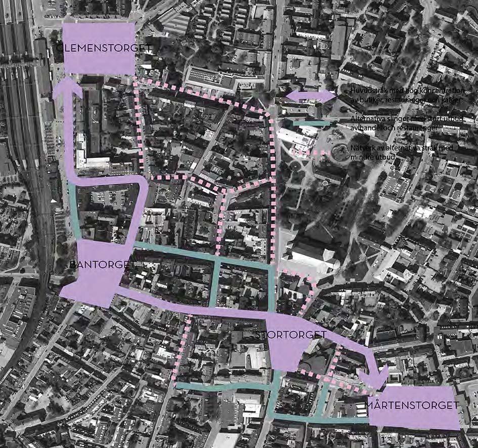 Stadslivet i de offentliga rummen Det offentliga rummet spelar en viktig roll i stadskärnan och genom att låta aktiviteter, tillfälliga utställningar och evenemang ta plats utvecklas stadslivet och