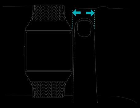 Placera Ionic på handleden Placera din Ionic runt handleden. Den sida av trackern som är markerad med fitbit ska sitta nederst på handleden.