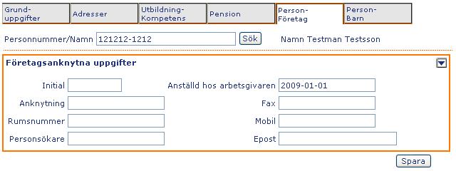 5(26) Person Barn. Här anges person/födelsenummer på den anställdes barn, registreras av den anställde själv.