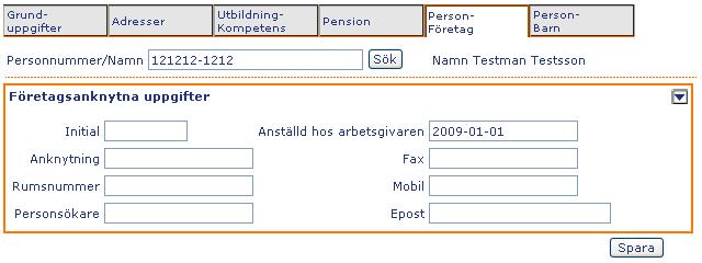 5(26) Person Barn. Här anges person/födelsenummer på den anställdes barn, registreras av den anställde själv.