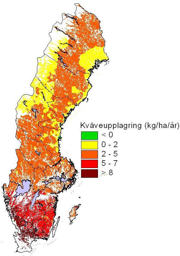 Sjöar anses antropogent försurade när ph-förändringen (dph) > 0.4. Figur 7.