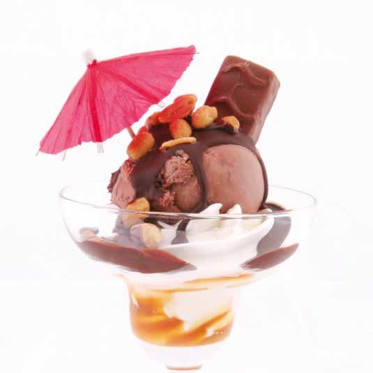 Bryggan Salt, söt och chokladig GLASS: Mjukglass & chokladglass SÅS: Kolasås & hård chokladsås GARNERING: Jordnötter & snickers 85 BARA RIKTIG GLASS SIA Glass har