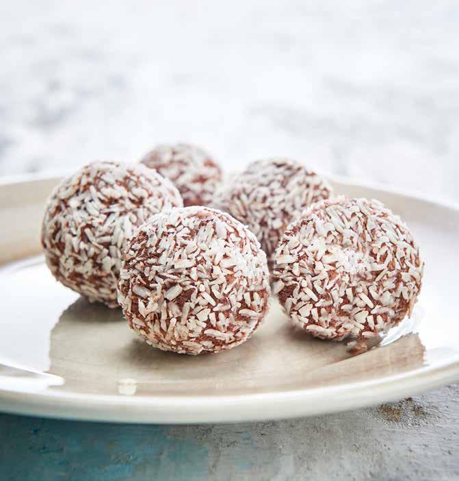 KNDIS 108. CHKLADBLL KKS Margarin, havregryn, kakao och rullas i kokos. 109. CHKLADBLL PÄRLSCKER Margarin, havregryn, kakao och rullas i pärlsocker. 115.