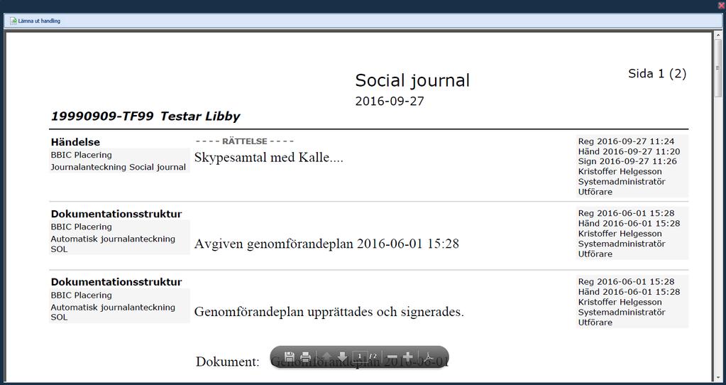 får du journalerna oftast redovisade i det externa programmet Adobe Reader.