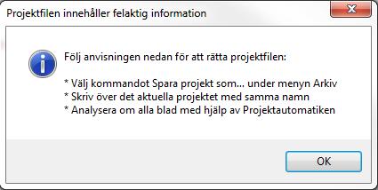 ID1236, ID1330: ELPROCAD genomför nu en integritetskontroll av projekt när de öppnas.