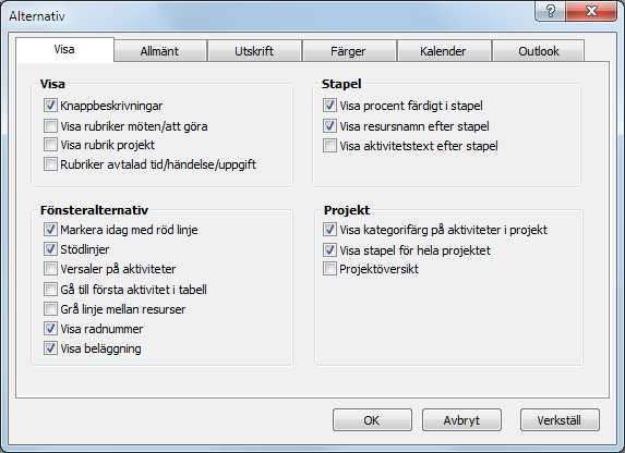 INSTÄLLNINGAR Programinställningar delas upp i två formulär, Alternativ och Underhåll.