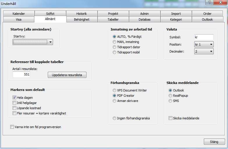 Inställningar Skicka meddelande Funktionen skicka meddelande används för att skickar ett meddelande om en användare ändrar i en annan persons planering (gäller inte SMS).