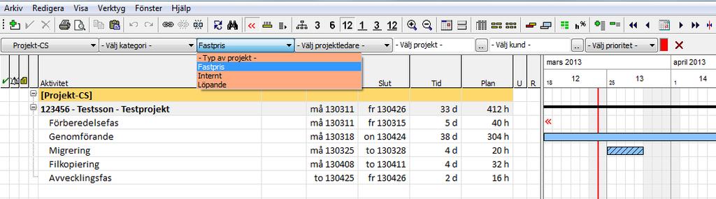 Lägg till delprojektledare i delprojekt Högerklicka på delprojekt, välj ändra projekt.