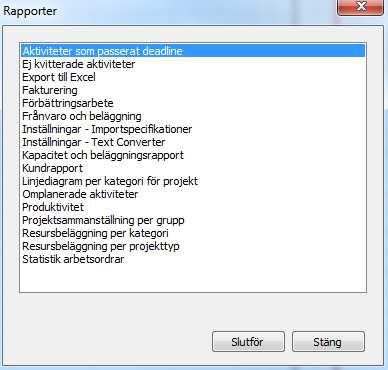 Vill du inte skriva ut alla resurser i gruppen klickar du på minustecknet till vänster om den resurs som inte ska skrivas ut. Symbolen ändras till ett plustecken och ingen utskrift görs då.
