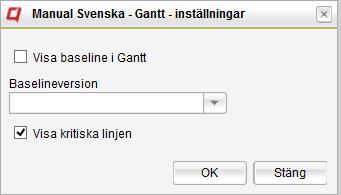 aktiviteterna är beroende av. Det är möjligt att visa den kritiska linjen i GANTT-vyn för ett projekt.