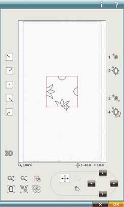Använda Design Positioning Sy broderi DD_058.vp3 i en stor broderbåge. Tryck på X när broderiet är färdigsytt för att behålla motivet på skärmen.