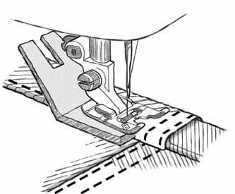 Fålla När du ska fålla väljer Exclusive SEWING ADVISOR funktionen den synliga fåll eller kantstickningsfåll som passar bäst för materialet och tygtjockleken.
