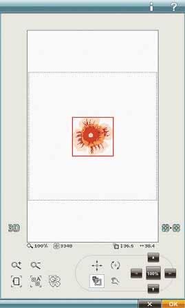 Redigera broderi Resize Resize kan förminska ett broderi så att det blir fem gånger mindre än originalmotivet och förstora det så att det blir upp till åtta gånger större.