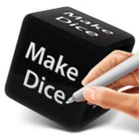 Vad gör appen? 5. Make Dice I appen Make Dice kan du skapa egna tärningar. Du kan göra bildtärningar, siffertärningar eller skriva ord eller meningar.