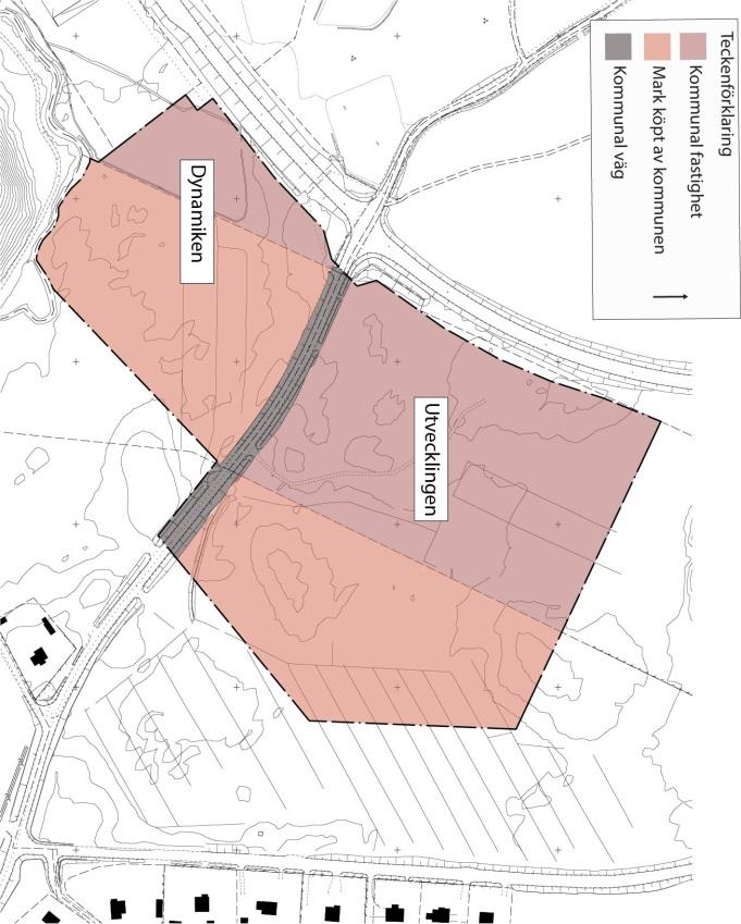 Fastighetskonsekvenser Nedanstående kartbild visar vilka fastighetsbildningsåtgärder som behövs för att genomföra detaljplanen. Det norra och södra området regleras till respektive kvarter.