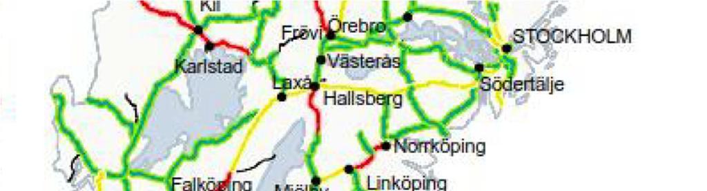 Figur 9 Kapacitetsbegränsningar 2016, Källa Trafikverket, 2017 Även om en bansträcka inte har några stora