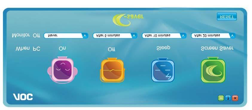 e-saver Välkommen att använda AOC:s energihanteringsprogramvara e-saver för skärmen.