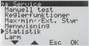 Meny 7 Service Bruksanvisning F I denna meny fi nns följande val. Pilen i vänsterkanten visar vilken meny som är markerad. 7.1 Rotation Inställning av gångriktning medurs eller moturs öppning. 7.2 Manuell test Manuell körning av shuntmotorn 7.