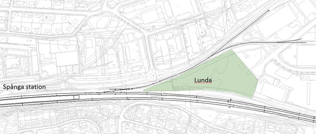 Spånga Gällande ersättningsplatser i Spånga är det nya spår 0 och industriområdet Lunda som är aktuella, se figur 14.