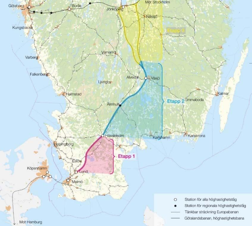 Hela nya stambanan kan byggas ut i tre etapper.