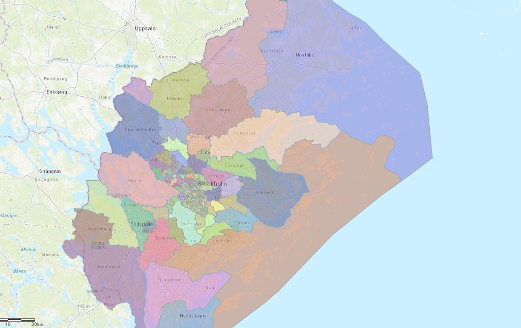 Marknadshyror för hyreslägenheter i Stockholms län 3.4 11 av 39 Geografisk indelning Totalt har Stockholms län delats in i 158 delområden. I genomsnitt finns 1 500 hyresrätter per delområde.