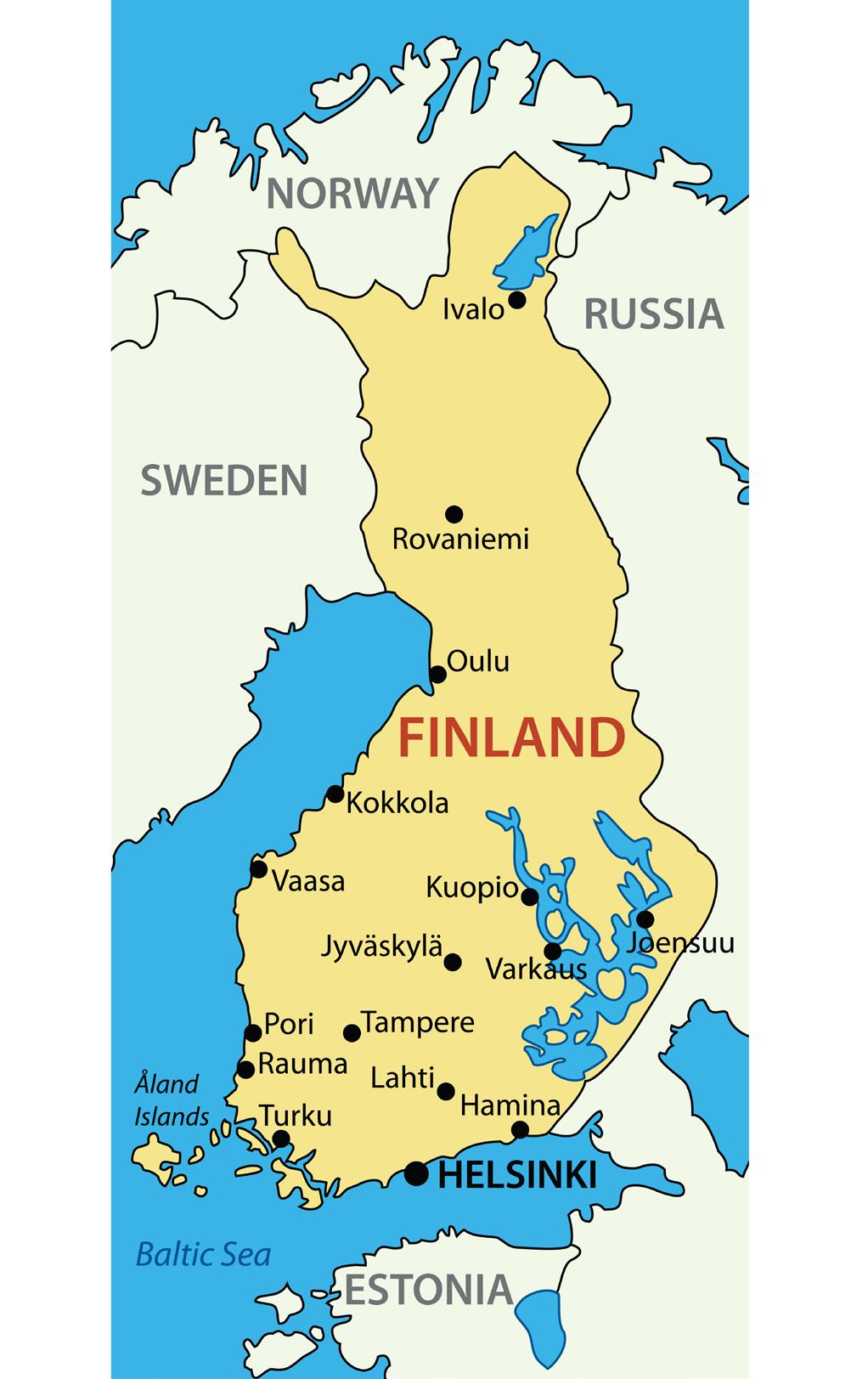 FINSKA OPĆI PODACI O TRŽIŠTU Republika Finska je nordijska država u sjeveroistočnoj Europi, okružena Baltičkim morem na jugozapadu, Finskim zaljevom na jugoistoku i Botničkim zaljevom na zapadu.