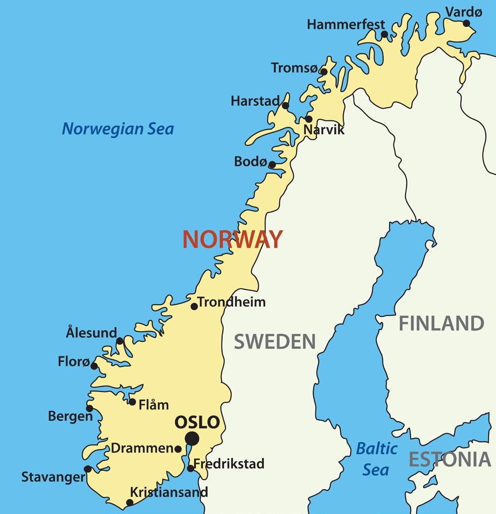 NORVEŠKA OPĆI PODACI O TRŽIŠTU Kraljevina Norveška jedna je od najrjeđe naseljenih država Europe, a obuhvaća zapadni dio Skandinavskog poluotoka, otok Jan Mayen te arktički arhipelag Svalbard.