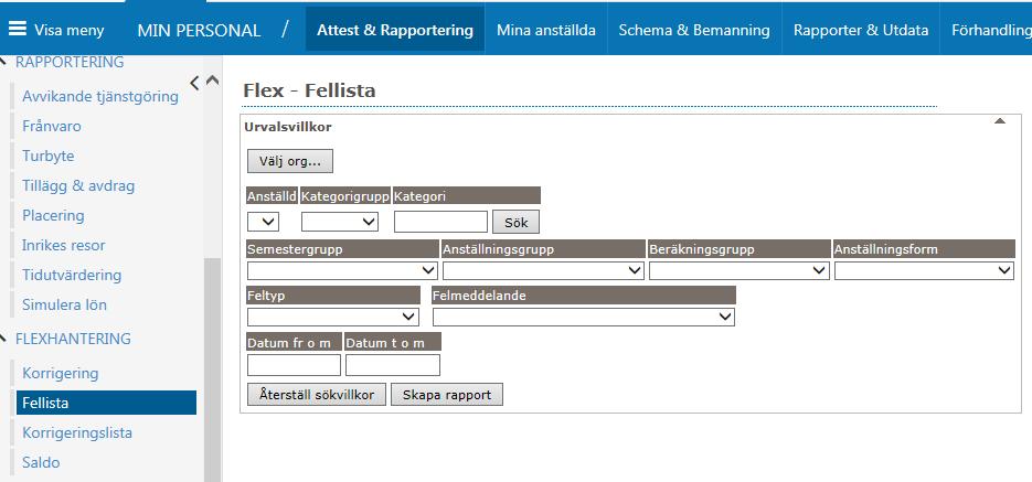 Flexhantering Inför varje årsskifte är det ditt ansvar att kontrollera att dina medarbetare inte har överstigande 80 timmar plus eller understigande 40 timmar minus, om fallet är så måste du och din