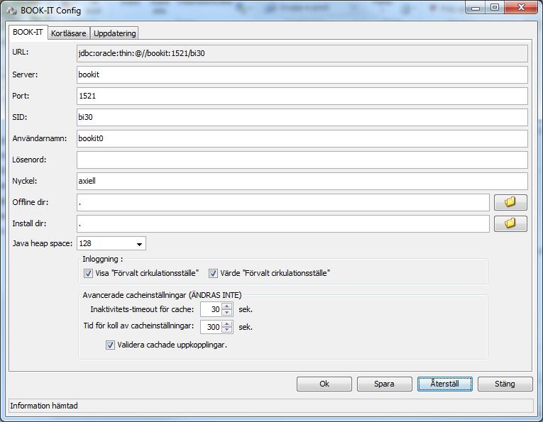 Konfigurationsfilen BOOK-IT 7.1 Config Starta BOOK-IT 7.