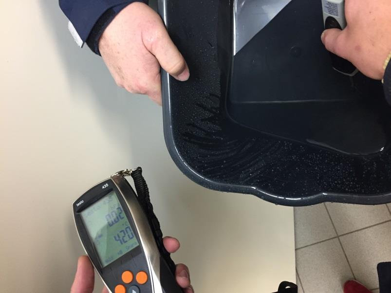 Vid platsbesöket låg VVC-temperaturen på 49,5 C vid en framledningstemperatur på 65,5 C.