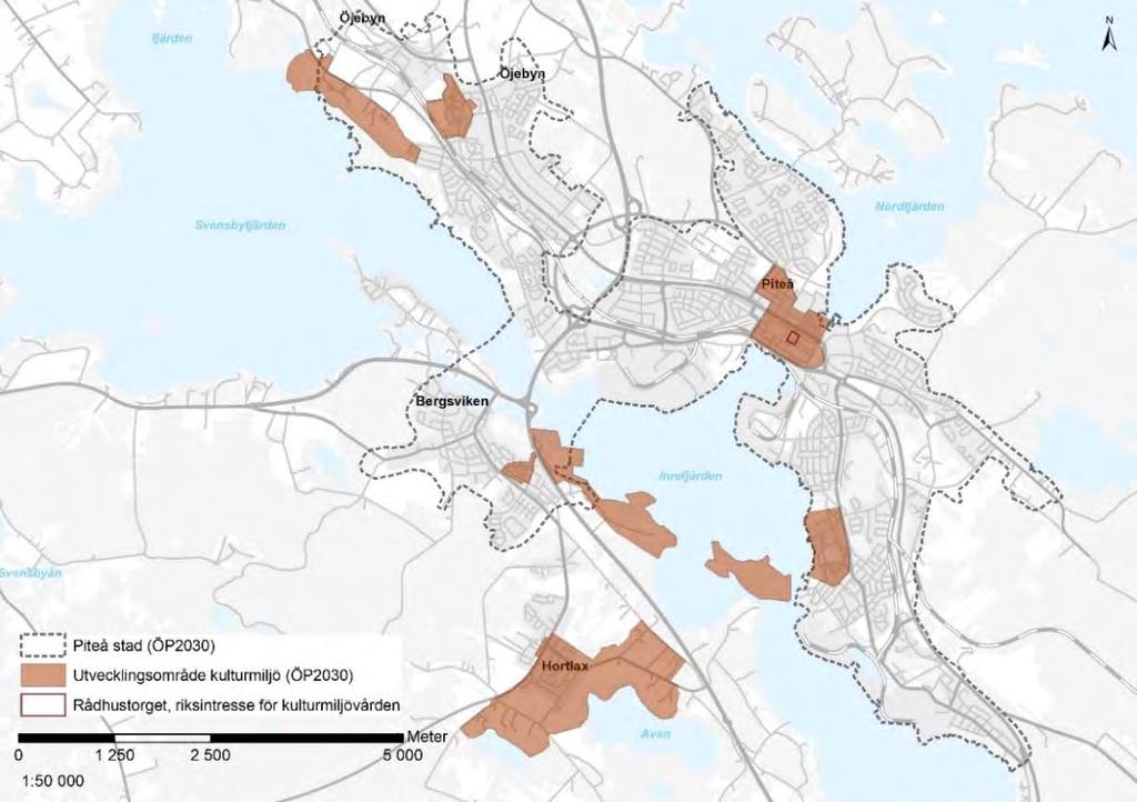 10 Figur 2. Utvecklingsområden för kulturmiljö enligt Piteå kommuns översiktsplan ÖP2030. 3.7.