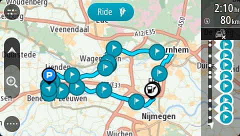 När popup-menyn visas väljer du Ändra till ett stopp. Som alternativ kan du välja Köra till rutt på menyn Aktuell rutt.