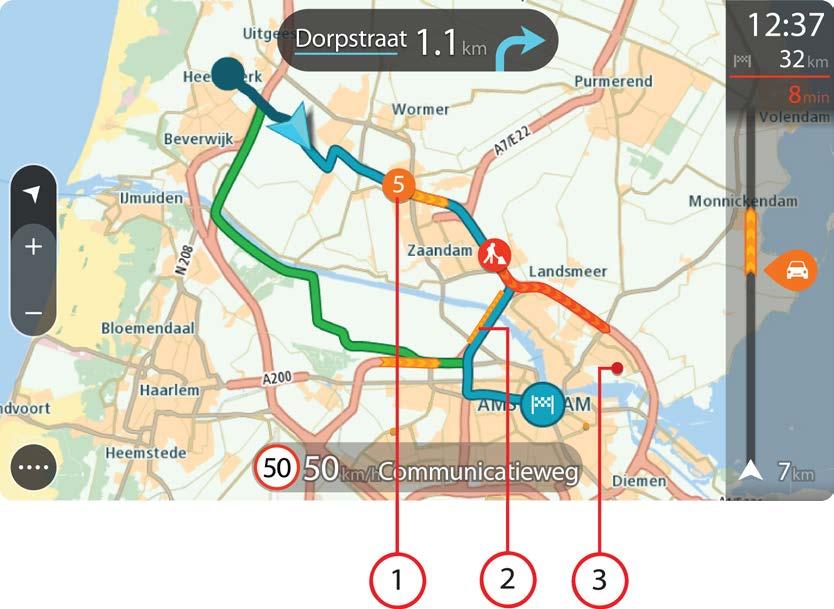 Titta på trafik på kartan Trafiktillbud visas på kartan.