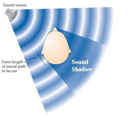 Figur 1 Illusration av akustisk skugga (Shannan 2010) Vår hörsel tar kontinuerligt emot mängder med ljud. Dock kan vi enbart fokusera på ett begränsat antal ljudkällor.