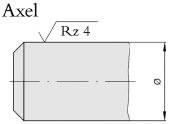 För att göra monteringen av axeln enklare bör denna ha en fas. Alla skarpa kanter skall vara brutna för att inte skada glidytan på lagret.