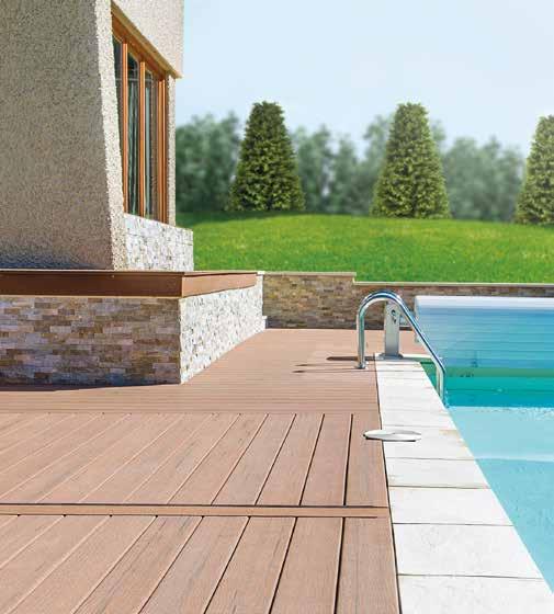 MILJÖN: EN DEL AV LÖSNINGEN Varje kvadratmeter av UPM ProFi Deck & Terra innehåller minst 10 kg återvunnet material UPM ProFi Lifecycle S2, Walnut / Annecy, Frankrike Återvunnet, giftfritt och