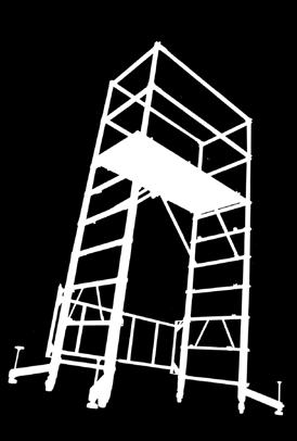 Trappställning / Teletower Trappställning, ställningsbredd 1,35 m, ställningslängd 1,80 m och 2,50 m Ställningsmått B = 1,35 m, L = 1,80 alternativt 2,50 m. Arbetshöjd upp till cirka 12,30 m.