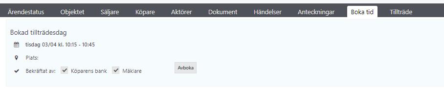 Boka Din bokning sammanställs och du kan när du är redo klicka på knappen BOKA (om du väljer en exponerad tid) eller SKICKA FÖRFRÅGAN (om du föreslår tid) Boka tid sammanfattning Sammanfattning av