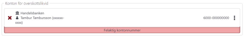 Du kan välja mellan följande statusar: Verifierat Avvisa Flik Tillträde för säljbarnk Avvisat konto Om uppgifterna gällande kontot eller kontohavaren är felaktigt eller kontot inte tillhör er bank,