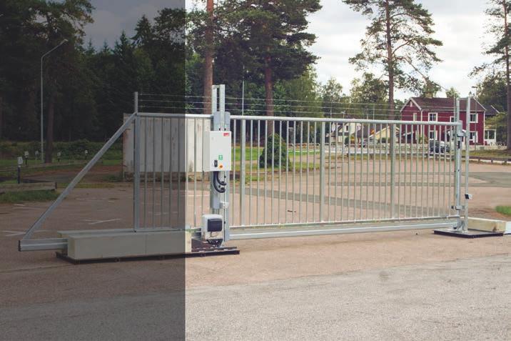 SVALAN Mobila Grindar Mobil Svalan skjutgrind är avsedd för att stänga av infarter med bredd upp till 16 meter. 8m som enkelgrind & 16m som dubbelgrind.