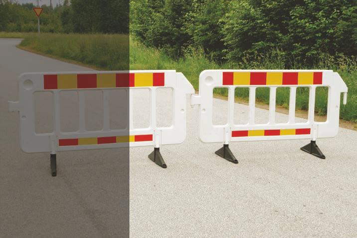 Ett avspärrningsstaket i plast med vridbar fot