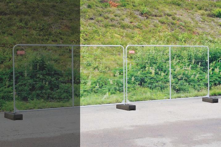 Byggstängsel MOBILE GUARD MOBILE GUARD SHAPED är 105meter komplett byggstängsel med transportpall. Systemet har längre livslängd.
