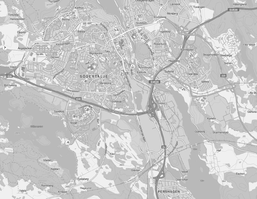 Kartan nedan visar de gatulänkar och korsningar med flest trafikolyckor, den gråskuggningen är proportionell med antal olyckor.