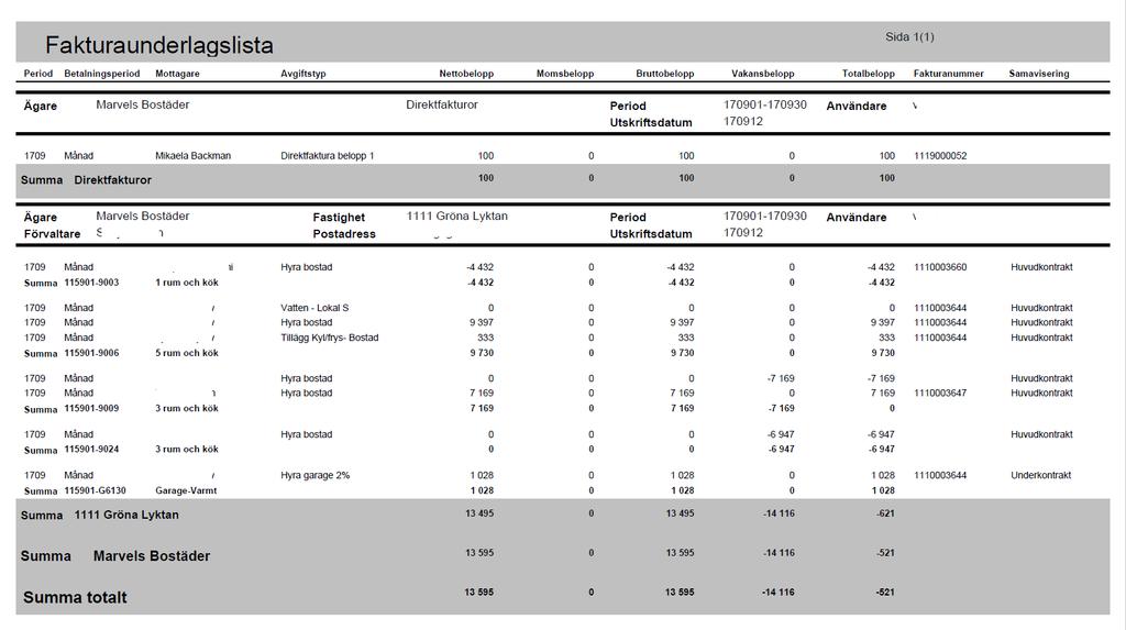 Exempel på PDF-rapport.